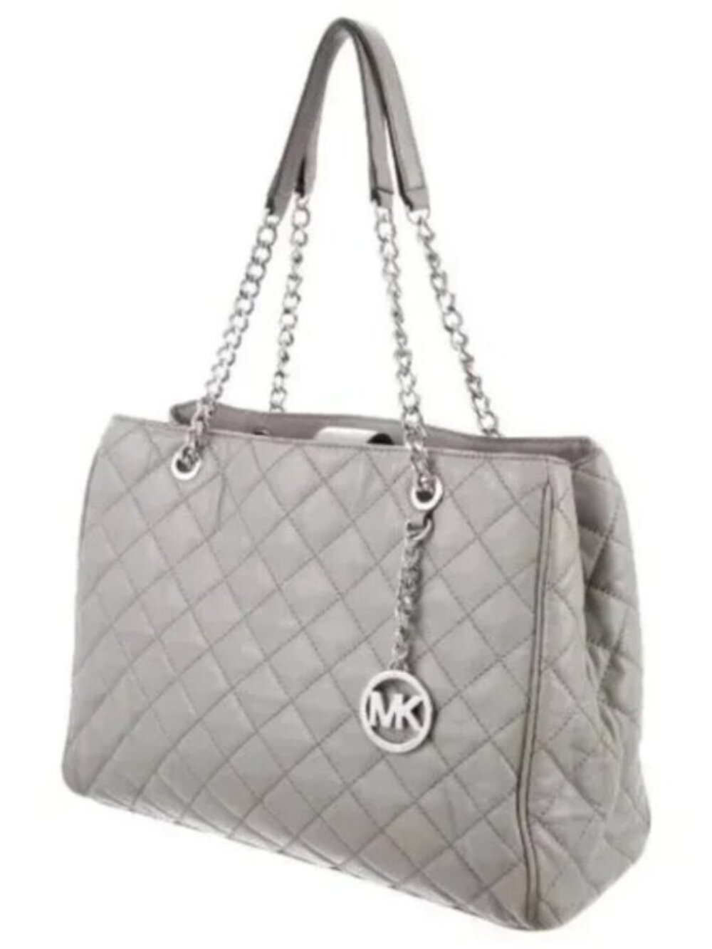 MICHAEL KORS Susannah Quilted Grey Lamb Leather Tote Bag